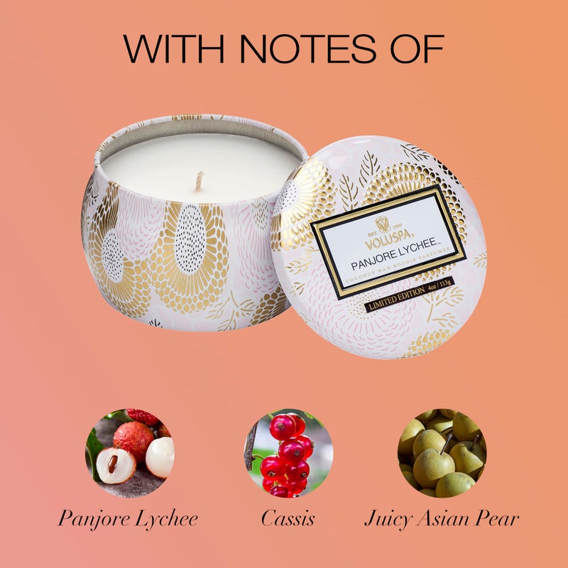 Voluspa Panjore Lychee Petite Tin Candle , 4 Ounces - Image 3